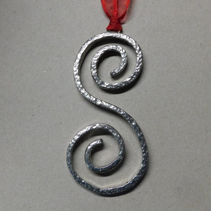 Spiral Christmas Ornament in Pewter