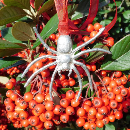 Spider Christmas Decoration – Handcast Pewter Ornament – Unique Tree Hanging
