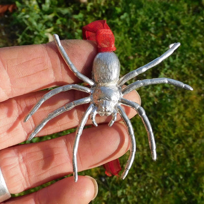 Spider Christmas Decoration – Handcast Pewter Ornament – Unique Tree Hanging