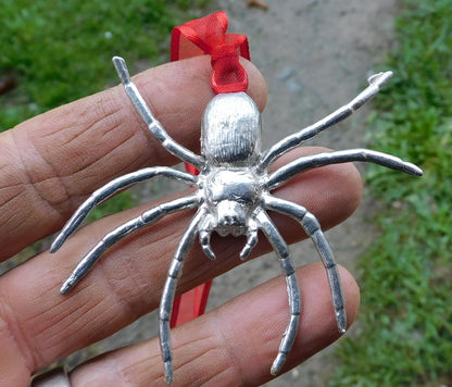 Spider Christmas Decoration – Handcast Pewter Ornament – Unique Tree Hanging