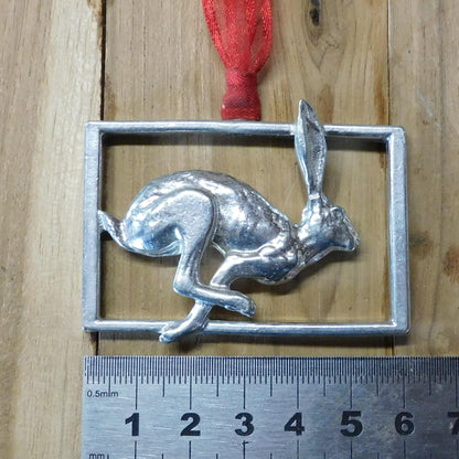 Hare Christmas Decoration, Handmade Pewter Hare Ornament by William Sturt Fine Pewter
