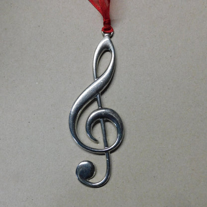 Treble Clef Christmas Ornament in Pewter, Handmade by La Forge du Gravier