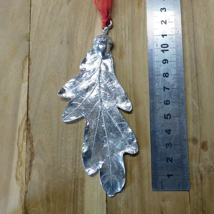 Oak Leaf Christmas Decoration, Handmade Pewter Ornament by William Sturt Fine Pewter