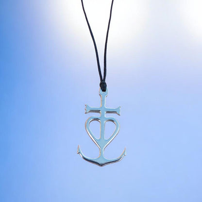 Camargue Cross Pendant Necklace, Handcast Pewter Pendant on Adjustable Waxed Cord