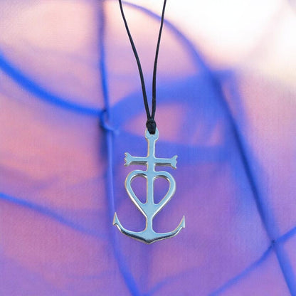 Camargue Cross Pendant Necklace, Handcast Pewter Pendant on Adjustable Waxed Cord