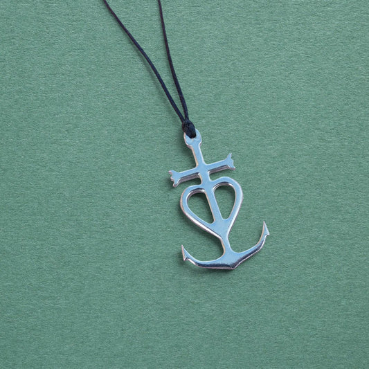 Camargue Cross Pendant Necklace, Handcast Pewter Pendant on Adjustable Waxed Cord