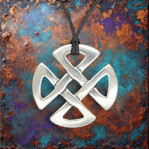 Celtic Love Knot Pendant Necklace, Handcast Pewter Pendant on Adjustable Waxed Cord