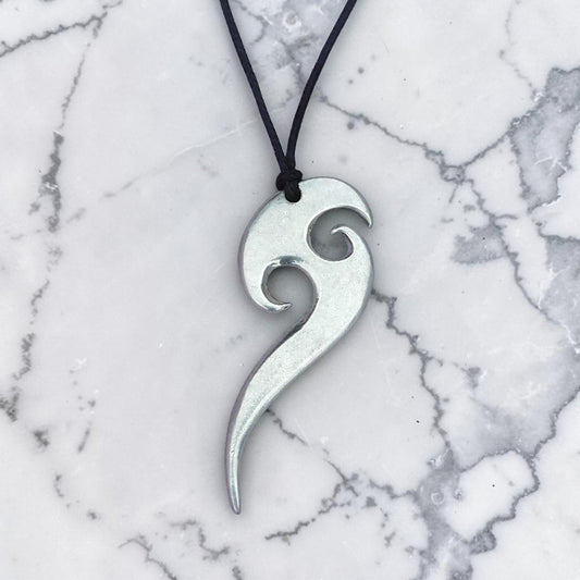 Maori Axe Pendant Necklace, Handcast Pewter Pendant on Adjustable Waxed Cord