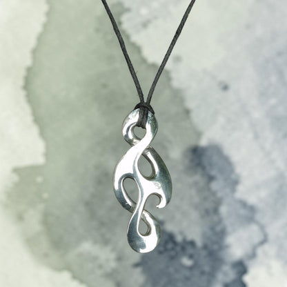 Infinity Loop Pendant Necklace (Reflected Design), Handcast Pewter Pendant on Adjustable Waxed Cord