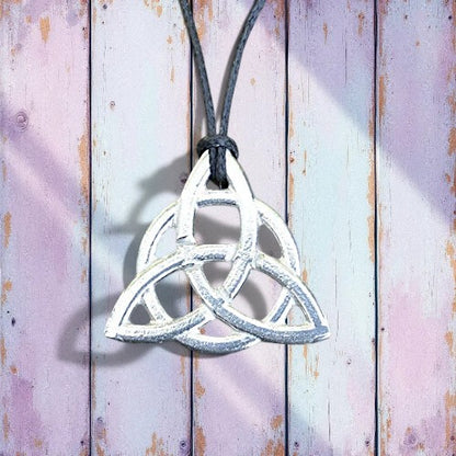 Trinity Knot Pendant Necklace, Handcast Pewter Pendant on Adjustable Waxed Cord