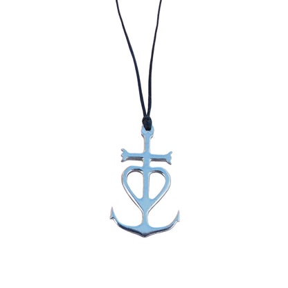 Camargue Cross Pendant Necklace, Handcast Pewter Pendant on Adjustable Waxed Cord