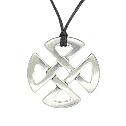 Celtic Love Knot Pendant Necklace, Handcast Pewter Pendant on Adjustable Waxed Cord