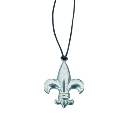 Fleur-de-Lys Pendant Necklace, Handcast Pewter on Adjustable Waxed Cord