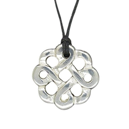 Celtic Knot Pendant Necklace (Round Knot Design), Handcast Pewter Pendant on Adjustable Waxed Cord