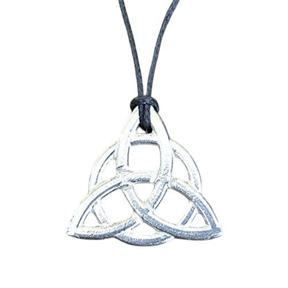 Trinity Knot Pendant Necklace, Handcast Pewter Pendant on Adjustable Waxed Cord