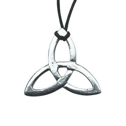 Triquetra Pendant Necklace, Handcast Pewter Pendant on Adjustable Waxed Cord