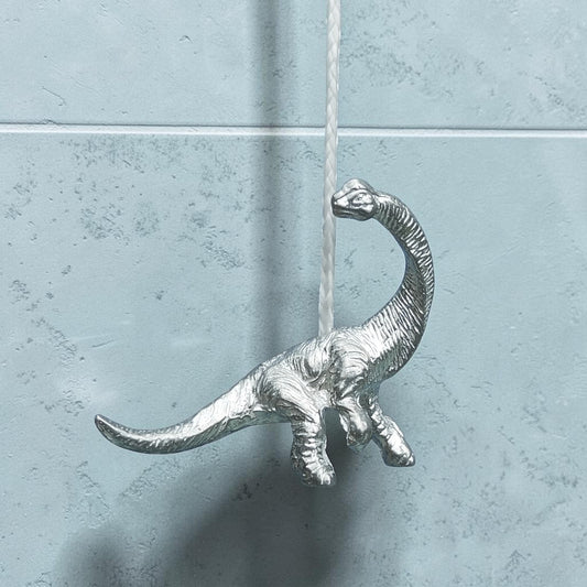 Brontosaurus Light Pull, Handcast Pewter, Polished Finish