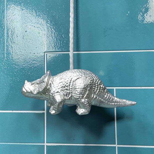 Dinosaur Light Pull, Handcast Pewter, Polished Finish