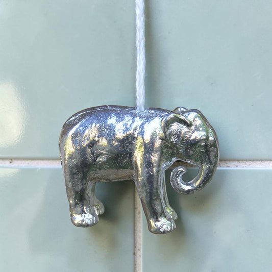 Elephant Light Pull, Handcast Pewter, Polished Finish
