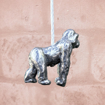 Gorilla Light Pull, Handcast Pewter, Polished Finish