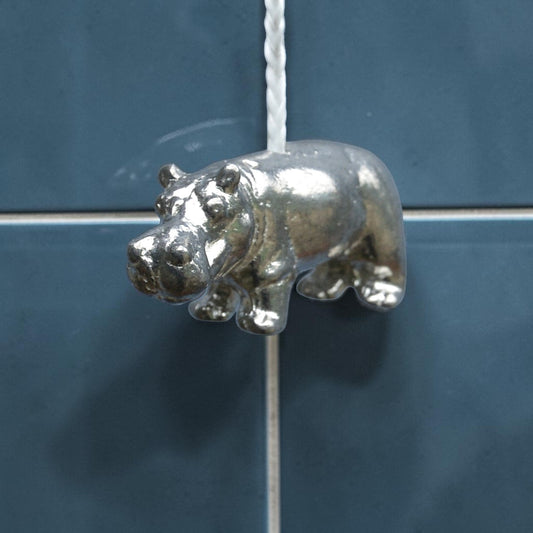 Hippopotamus Light Pull, Handcast Pewter, Polished Finish