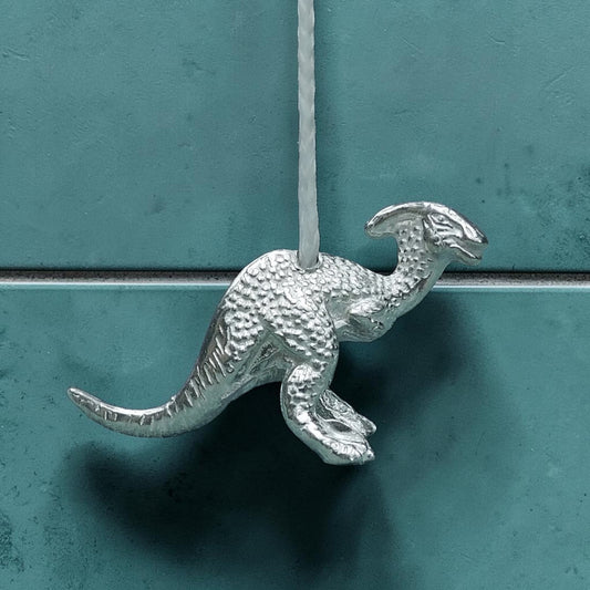 Parasaurolophus Light Pull, Handcast Pewter, Polished Finish