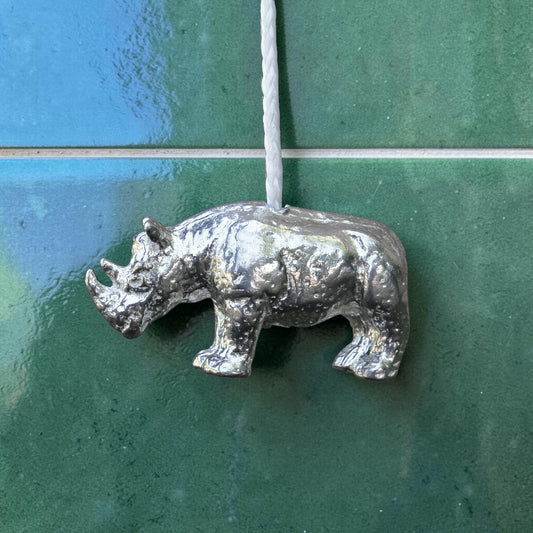 Rhino Light Pull, Handcast Pewter, Polished Finish