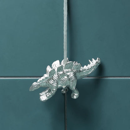 Stegosaurus Light Pull, Handcast Pewter, Polished Finish