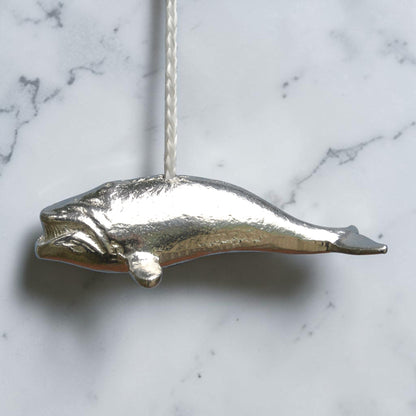 Swimming Whale Light Pull, Handcast Pewter, Polished Finish