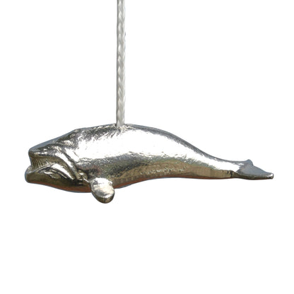 Swimming Whale Light Pull, Handcast Pewter, Polished Finish