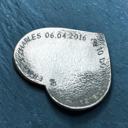Hammered Personalised 10th Anniversary Pewter Keepsake Dish, 10 Down Forever To Go, Heart Design