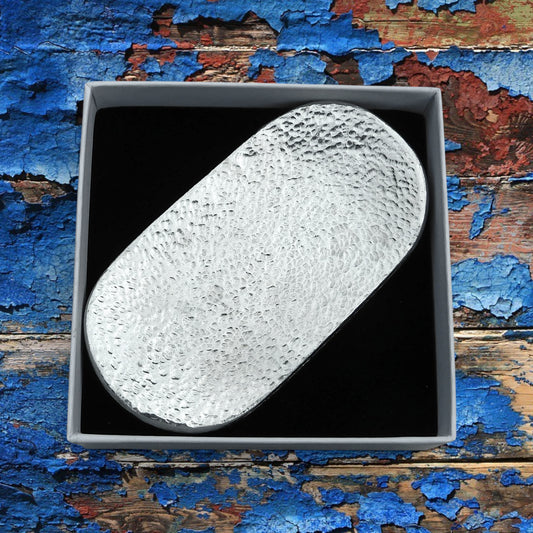 Hammered Pewter Keepsake Dish, Oval Design