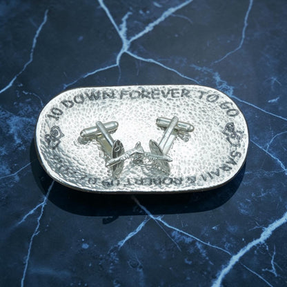Hammered Personalised 10th Anniversary Pewter Keepsake Dish, 10 Down Forever To Go, Oval Design