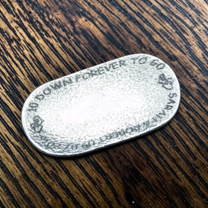 Hammered Personalised 10th Anniversary Pewter Keepsake Dish, 10 Down Forever To Go, Oval Design