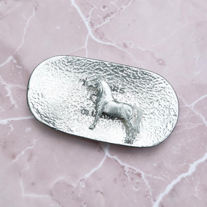 Hammered Personalised 10th Anniversary Pewter Keepsake Dish, Oval Design