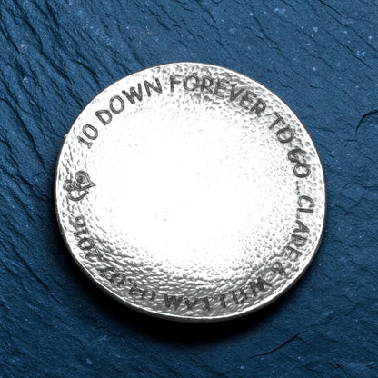 Hammered 10th Anniversary Pewter Keepsake Dish, Round Design, 10 DOWN FOREVER TO GO