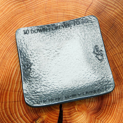 Hammered Pewter Personalised 10th Anniversary Keepsake Dish (Square)