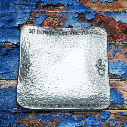 Hammered Pewter Personalised 10th Anniversary Keepsake Dish (Square)