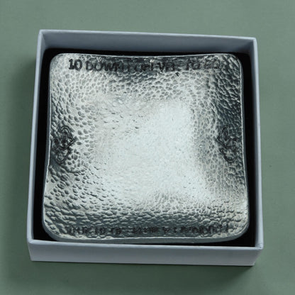 Hammered Pewter Personalised 10th Anniversary Keepsake Dish (Square)