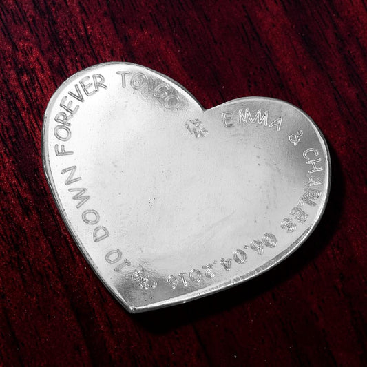 Personalised 10th Anniversary Pewter Keepsake Dish, 10 Down Forever To Go, Heart Design