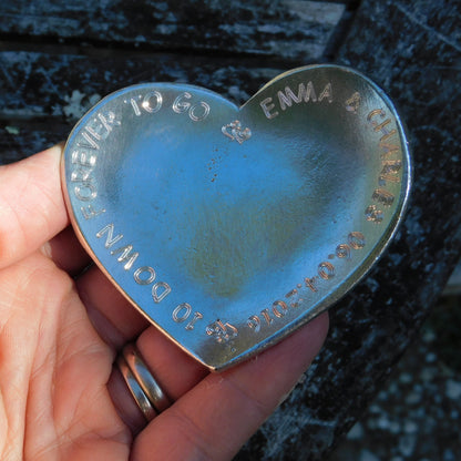 Personalised 10th Anniversary Pewter Keepsake Dish, 10 Down Forever To Go, Heart Design