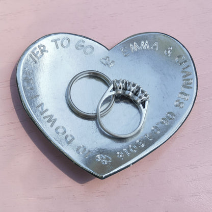 Personalised 10th Anniversary Pewter Keepsake Dish, 10 Down Forever To Go, Heart Design