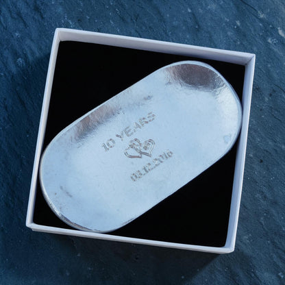 Personalised 10th Anniversary Pewter Keepsake Dish, Oval Design