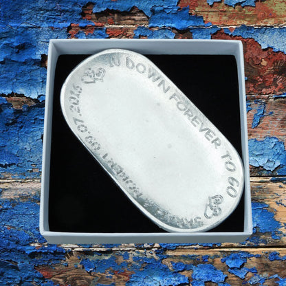 Personalised 10th Anniversary Pewter Keepsake Dish, 10 Down Forever To Go, Oval Design