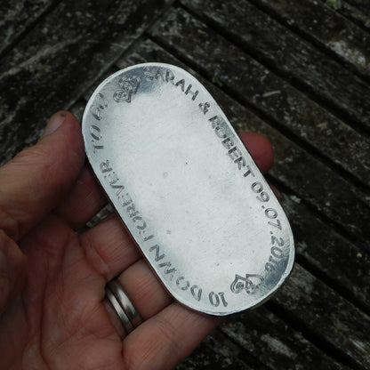 Personalised 10th Anniversary Pewter Keepsake Dish, 10 Down Forever To Go, Oval Design