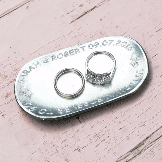 Personalised 10th Anniversary Pewter Keepsake Dish, 10 Down Forever To Go, Oval Design