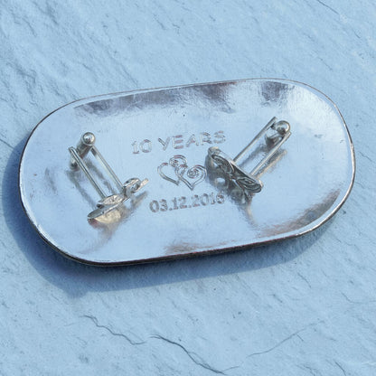 Personalised 10th Anniversary Pewter Keepsake Dish, Oval Design
