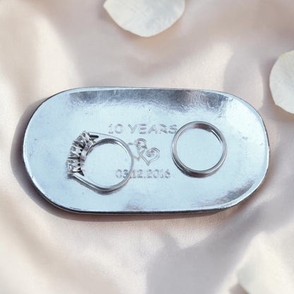 Personalised 10th Anniversary Pewter Keepsake Dish, Oval Design