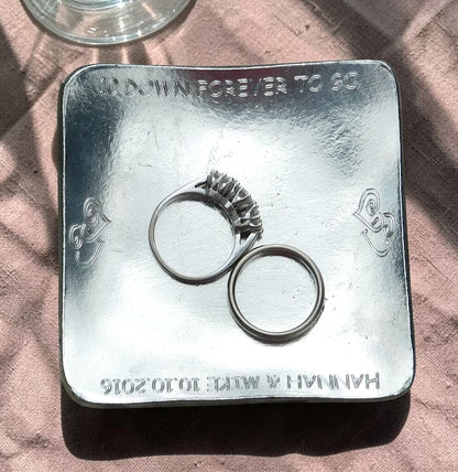 Personalised 10th Anniversary Pewter Keepsake Dish, Square Design, Handmade by William Sturt (Copy)