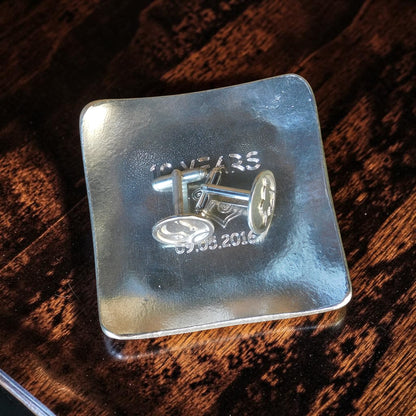 Personalised 10th Anniversary Pewter Keepsake Dish (Square), Handmade by William Sturt